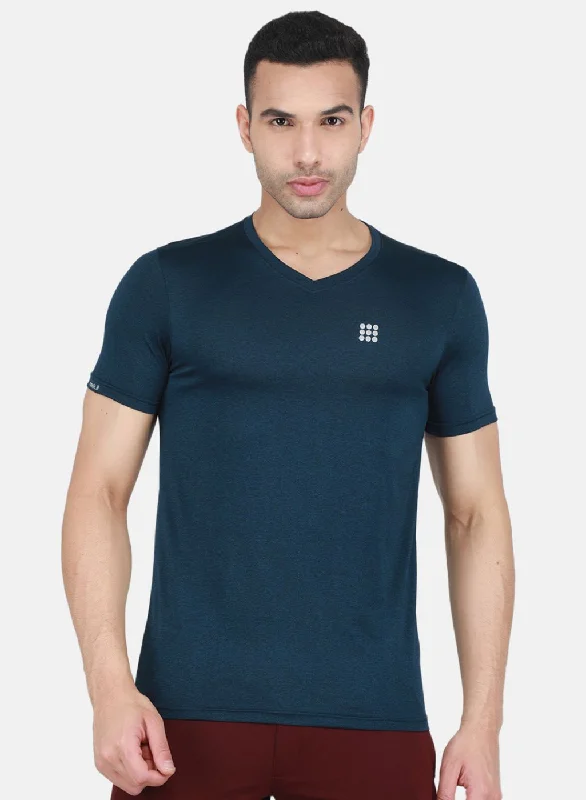 Rock-it Men NAvy Blue Solid T-Shirt