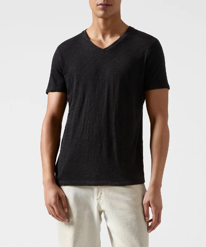 Slub Jersey V-Neck Tee - Black