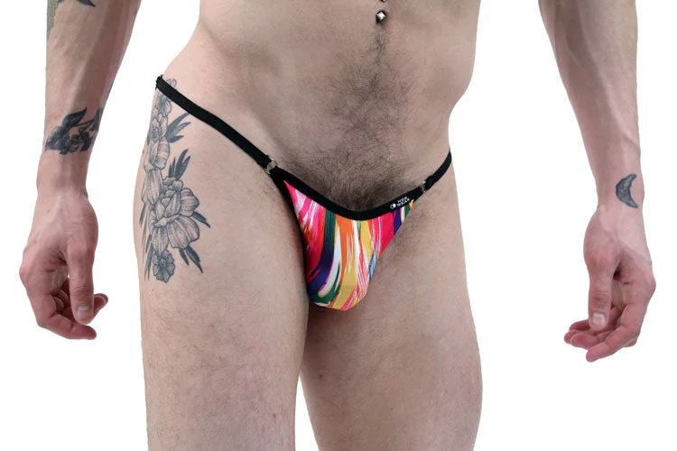 Men cotton hipster briefs-Brush Stroke Art String Bikini Brief Underwear