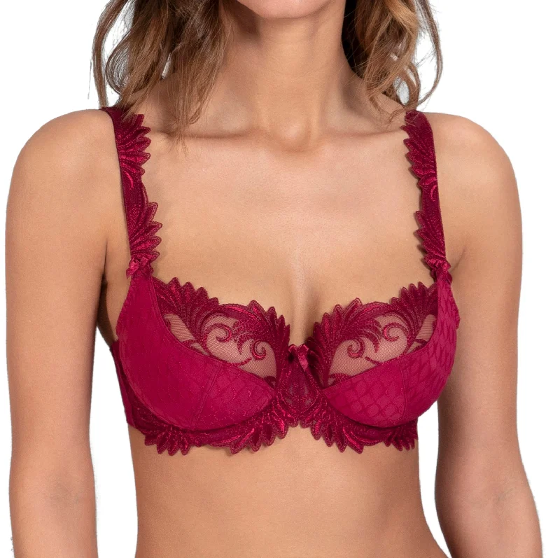 Men athletic wear boxer briefs-Empreinte Thalia Low Neck Wire Bra - Sangria Red