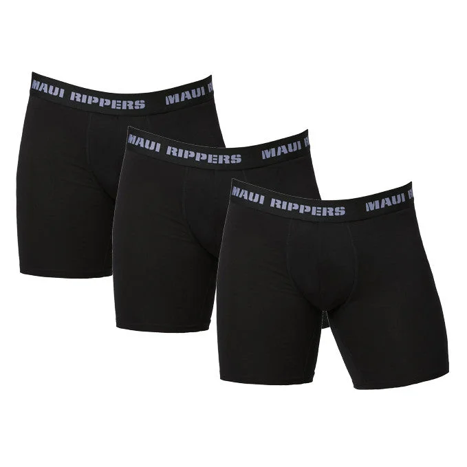 Men breathable underwear with soft fabric-Men's Modal® Cotton Black Boxer Briefs 3-Pack