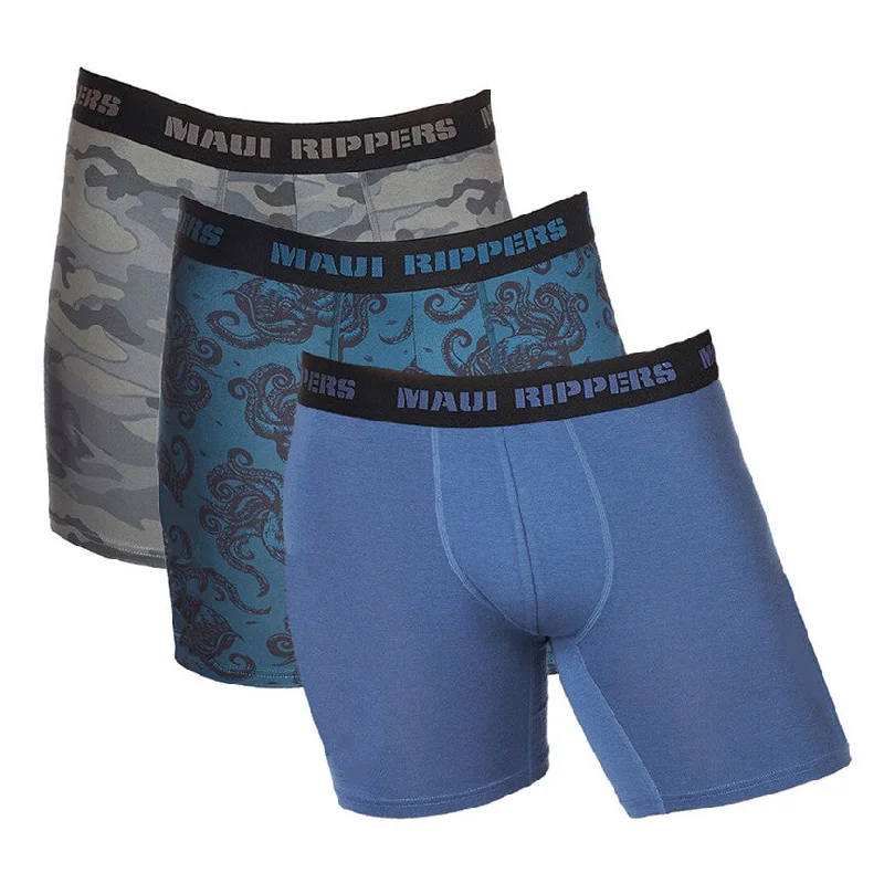 Comfortable boxer shorts for everyday wear-Men's Surf & Turf Boxer Briefs 3-Pack