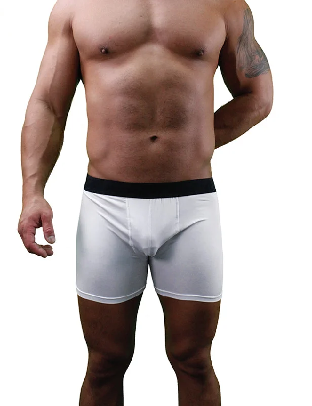 High-quality boxer shorts for men-Mens White Boxer Briefs Poly Underwear