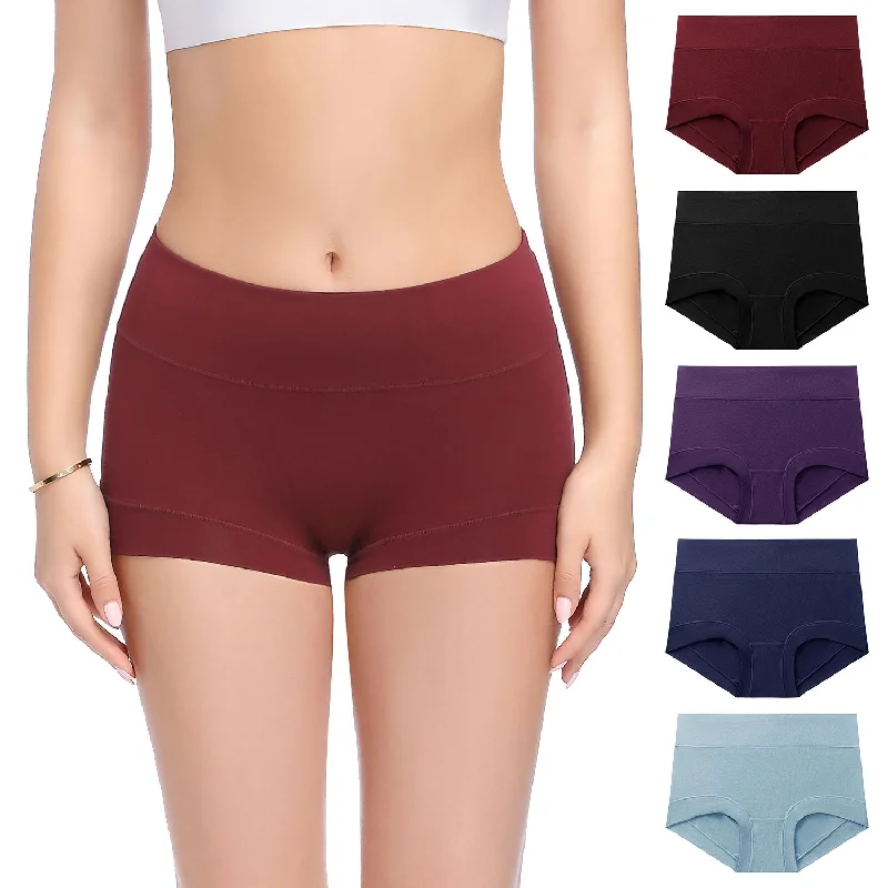 Men premium boxer trunks-Molasus Womens Cotton Boyshorts Panties Ladies High Waisted Full Coverage Stretch Underwear Multipack(Regular&Plus Size)