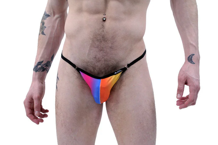 Men sports trunks for active lifestyle-Rainbows Illusion String Brief Men's Underwear