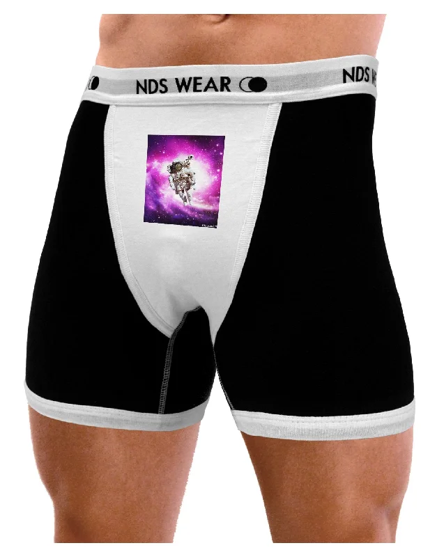 Men casual low-rise boxer briefs-Astronaut Cat Mens Boxer Brief Underwear