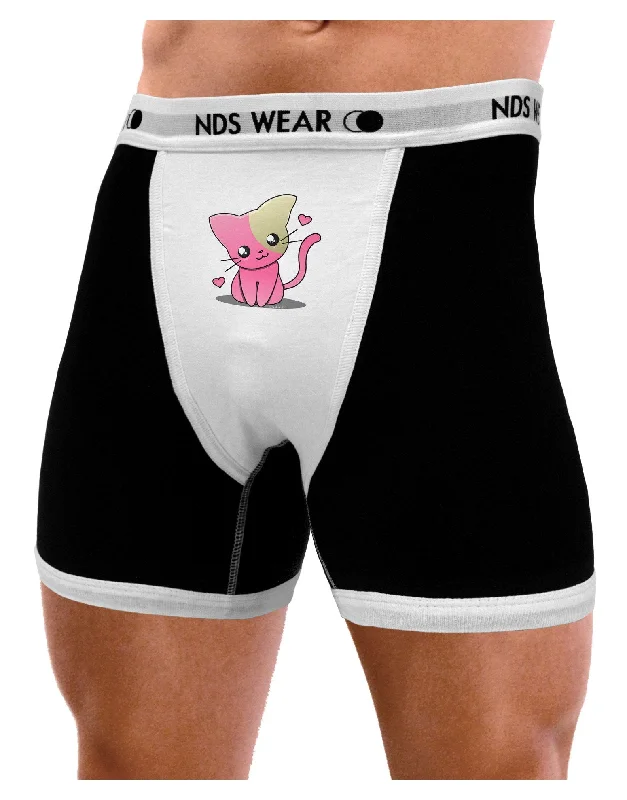 Men soft cotton underwear-Kawaii Kitty Mens Boxer Brief Underwear