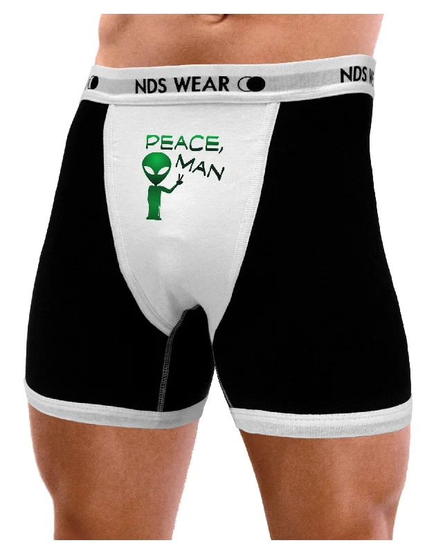 Men stretch waistband boxer briefs-Peace Man Alien Mens Boxer Brief Underwear