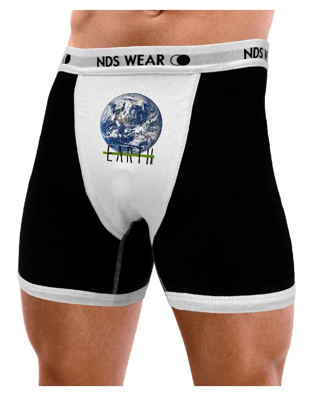 Men all-purpose boxer shorts-Planet Earth Text Mens Boxer Brief Underwear